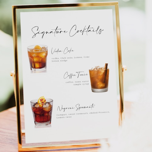 Signature Drinks Sign Template Printable Signature Cocktails - Etsy