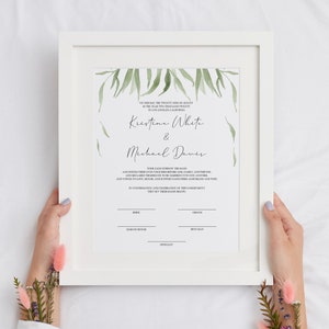 Plantilla de certificado de matrimonio, certificado de boda, plantilla de recuerdo de boda, certificado editable, plantilla de votos de boda digital 0503_015