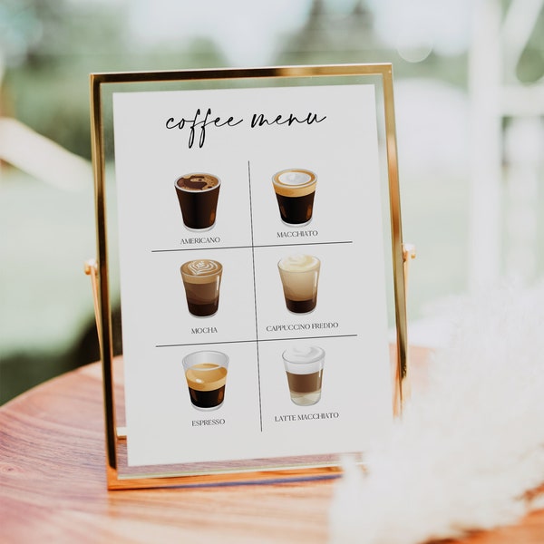 Coffee Menu Template, Coffee Menu Sign, Coffee Shop Menu, Simple Coffee Menu Template, Menu Board Coffee Shop, Coffee Bride Menu 0230_079