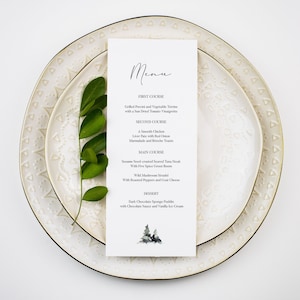 Modèle de Menu de mariage de pin, modèle de Menu de mariage d'arbre Téléchargement instantané, Menu Templett, Menu de mariage de forêt, Menu de mariage de montagne, 0504_014
