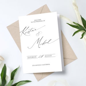 Catholic Wedding Program Template, Order of Service Template Program, Foldable Wedding Program Template, Minimalist Modern Program, 0206_03