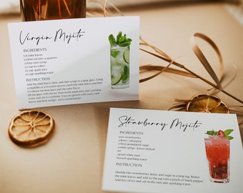Cocktail Recipe Cards, DIY Drink Recipe Template, Digital Wedding Drinks, Bar Sign, Signature Drinks, Wedding Drink Bar, Cocktails  0230_069