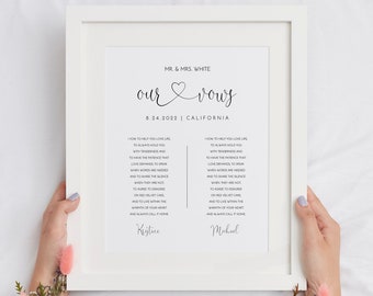 Marriage Vows, Wedding Vows Print, Vow Keepsake Template, 1 Year Marriage Anniversary, Vow Art, Printable Marriage Vows, Simple  0502_022