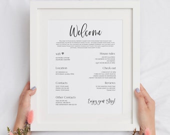 Airbnb Welcome Sign Template, Airbnb Wifi Sign, Welcome Guide AirBnB, Airbnb House Rules, Airbnb Sign, Airbnb Guest Room Sign, 0231_078