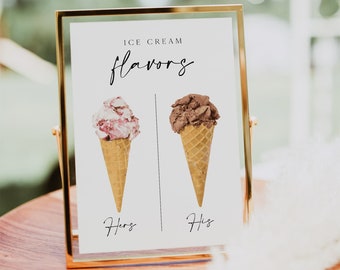 Ice Cream Bar Sign, His And Hers Favors, Ice Cream Wedding, Cream Party Sign, Printable Wedding Ice Cream Sign, Ice Cream Station 0230_074