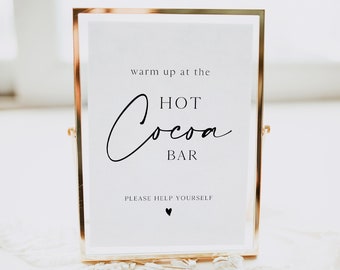 Modern Hot Cocoa Bar Menu Template, Christmas Party Hot Chocolate Bar Sign, Hot Cocoa Wedding Sign, Bar Menu Printable Template, 0230_121