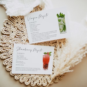 Cocktail Recipe Cards Template, Printable Drink Guide (4x6&quot; PDF Download),  0230_069
