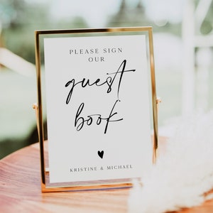 Please Sign Our Guestbook Sign Printable, Wedding Guestbook Sign Template, Modern Minimalist Wedding Signage, Instant Download, 0230_084