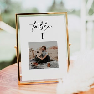 Número de mesa, Número de mesa boho con foto, Mesa de boda con imagen, Decoración de boda, Número de mesa de fotos, Decoración de mesa, Signo de boda mínimo