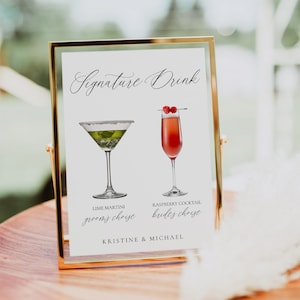 Printable Signature Drink Sign, Signature Cocktail Sign, Wedding Drink Sign, Specialty Cocktail Sign, Wedding Bar Menu, Editable, 0237_028