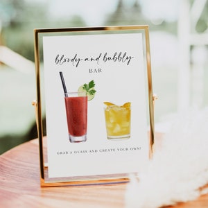Bloody Mary Bar Sign, Bridal Shower Sign, Instant Download, Wedding Bar Sign, Mimosa Bar Sign, Printable Bloody Mary, Bubbly Bar   0230_028