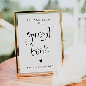 Please Sign Our Guestbook Sign Printable, Wedding Guestbook Sign Template, Modern Minimalist Wedding Signage, Instant Download, 0232_084