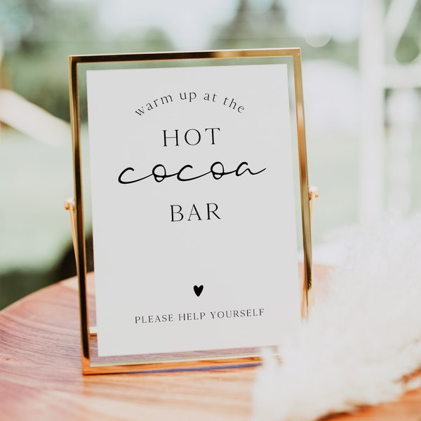 Modern Hot Cocoa Bar Menu Template, Christmas Party Hot Chocolate Bar Sign, Hot Cocoa Wedding Sign, Bar Menu Printable Template, 0506_121