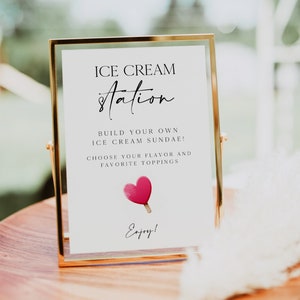Ice Cream Bar Sign Wedding, Ice Cream Station Sign Printable, Wedding Dessert Bar, Bridal Shower Ice Cream, Ice Cream Sundae Bar, 0230_091