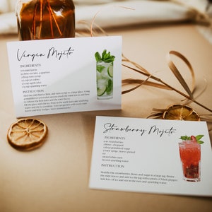 Cocktail Recipe Cards, DIY Drink Recipe Template, Digital Wedding Drinks, Bar Sign, Signature Drinks, Wedding Drink Bar, Cocktails  0230_069