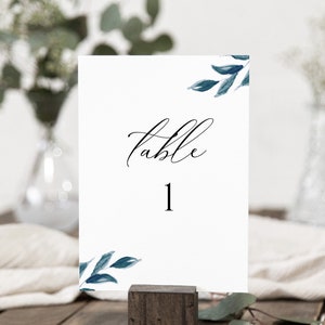 Dusty Blue Table Number Template, Printable Table Number, Wedding Table Number Template, Modern Wedding Table Number, Table Decor, 0216_04 image 1
