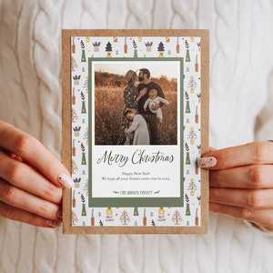 Foto Weihnachtskartenvorlage, Boho Feiertagskarte, Boho Foto Weihnachtskarte, Moderne Foto Weihnachten, Frohe Weihnachten, 0258_102