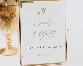 Nurse Graduation Minimalist Cards and Gifts Sign, Simple Graduation Cards and Gifts Sign, Graduation Party Decor, RN Graduation Party, 0230