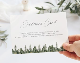 Pine Tree Wedding Template Card, Wedding Insert Card, Enclosure Card Template, Woodland Wedding Card, Forest Wedding Template Card 0211_048