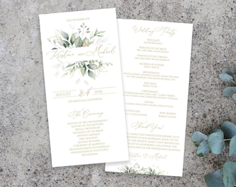 Boho Wedding Program, Greenery Wedding Ceremony Program, Wedding Program Template, Order Of Service, Wedding Agenda Digital, DIY 0204_09