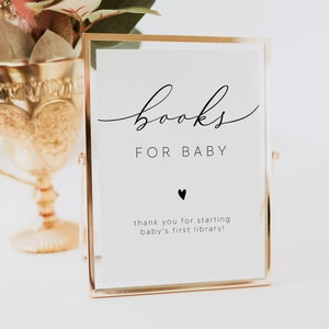 Modern Minimalist Books for Baby Sign, Baby Shower Bring a Book Sign, Editable Template, Printable Sign, Instant Download, Templett, 0255