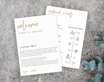 Modern Minimal Welcome Letter, Timeline Template Wedding Itinerary Template Wedding Order of Events Wedding Schedule Card Printable 0213_031