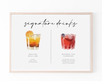 Signature Drink Sign, His And Hers Drink Sign, Specialty Cocktail Sign, Wedding Sign, Wedding Bar Sign, Menu Bar Sign,Wedding Drink 0230_028