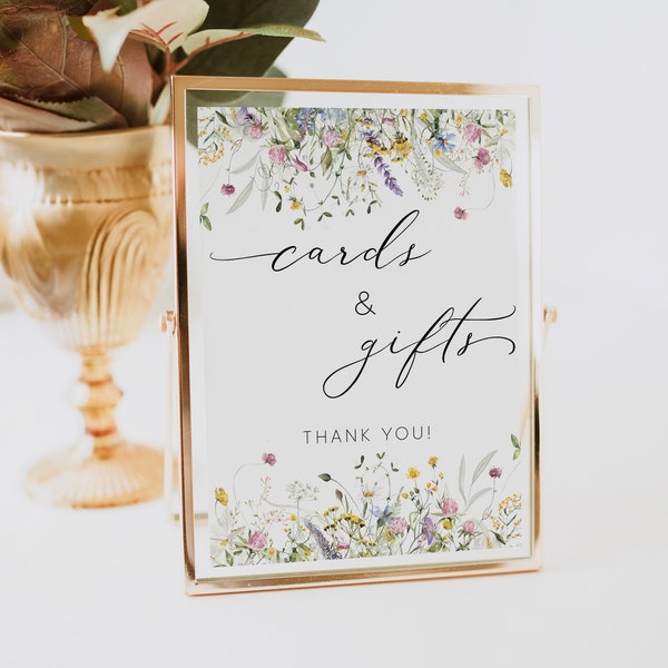 Wildblumen Karten und Geschenke Schild Vorlage, Wildblumen Hochzeitsschild, Brautparty Zeichen, Blumen Babyparty, Ruhestandsfeier, Templett, 0267