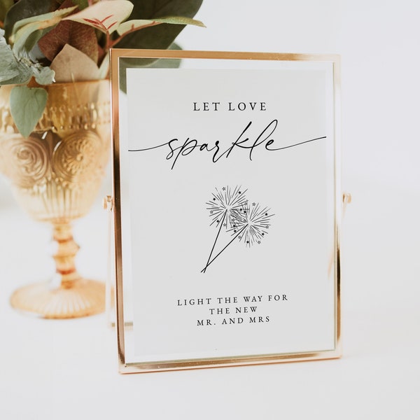 Let Love Sparkle Sign Template, Modern Sparkler Send Off Sign Printable, Wedding Send Off Sign, Instant Download, Personalized Sign 0255_085