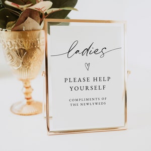 Minimalist Ladies Room Sign Template, Modern Wedding Bathroom Sign Printable, Instant Download, Ladies Wedding Sign, Complimentary, 0255_110