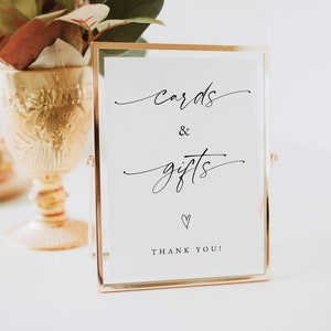 Modern Minimalist Cards and Gifts Wedding Sign, Cards and Gifts Sign Template, Wedding Gifts Sign, Bridal Shower Gift Sign, Shower, 0255_083 image 1