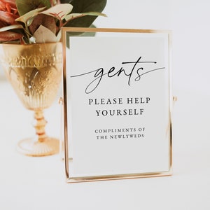 Minimalist Gentlemen Room Sign Template, Modern Wedding Bathroom Sign Printable, Instant Download, Gents Wedding Sign Complimentary 0255_110