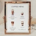Coffee Menu, Coffee Shop Menu Template, Bridal Coffee Bar Sign ...