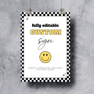 One Happy Dude Custom Sign Template, First Birthday Editable Sign, Custom Birthday Poster, 1st Birthday, Happy Face, Smiley Face, 0262_017