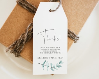 Greenery Gift Tag Template, Wedding Favor Tag Template, Greenery Thank You, Printable Wedding Favor Tag Rustic Favor Tags Editable, 0165_010