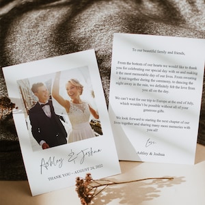 Hochzeit Dankeskarte mit Foto, Doppelseitige Hochzeit Danke Dankeskarte Vorlage Foto Dankeskarte Druckbare Dankeschön, 0178_013