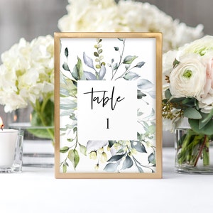 Numéro de table imprimable, modèle de numéro de table de mariage botanique, cartes de table de mariage de jardin, modèle modifiable, téléchargement immédiat, 0176_04