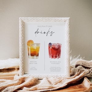 Wedding Cocktail Sign, His And Her Drink, Wedding Signature Drinks, Bar Menu Sign, Wedding Table Decorations, Printable Drink Menu 0230_028 image 10