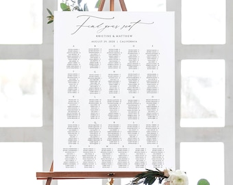 Minimalist Modern Wedding Seating Chart Sign Alphabetical seating chart template Seating Plan Wedding Seating Chart Board Editable, 0206_07