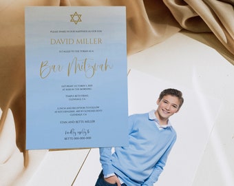 Bar Mitzvah Invitation Template, Editable Bar Mitzvah Invitation, Printable Bat Mitzvah Invitation, Bar Mitzvah, Instant Download, 001_116