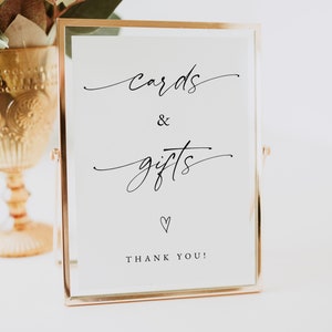 Modern Minimalist Cards and Gifts Wedding Sign, Cards and Gifts Sign Template, Wedding Gifts Sign, Bridal Shower Gift Sign, Shower, 0255_083 image 7
