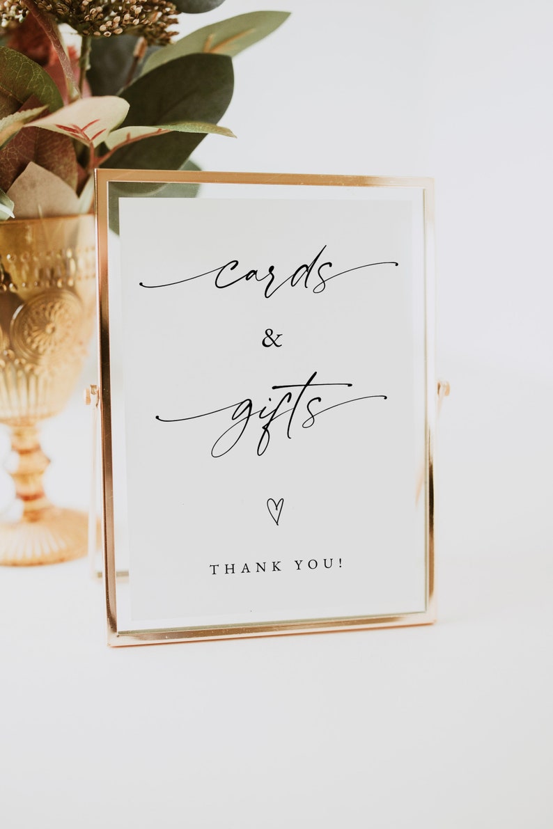 Modern Minimalist Cards and Gifts Wedding Sign, Cards and Gifts Sign Template, Wedding Gifts Sign, Bridal Shower Gift Sign, Shower, 0255_083 image 7