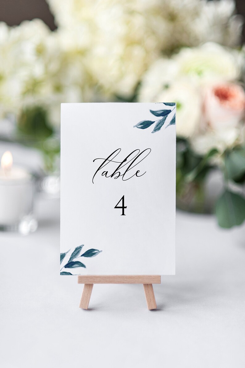 Dusty Blue Table Number Template, Printable Table Number, Wedding Table Number Template, Modern Wedding Table Number, Table Decor, 0216_04 image 6