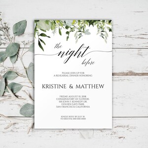Rehearsal Dinner Invitation Template, Pre Wedding Party Invitation, The Night Before Rehearsal Dinner Invitation, Instant Download, 0075_045