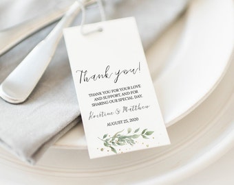 Greenery Wedding Thank You Tag Template, Favor Tag Template Wedding, Wedding Favor Tag Printable, Welcome Bag Tag, Thank You Tags, 0196_010