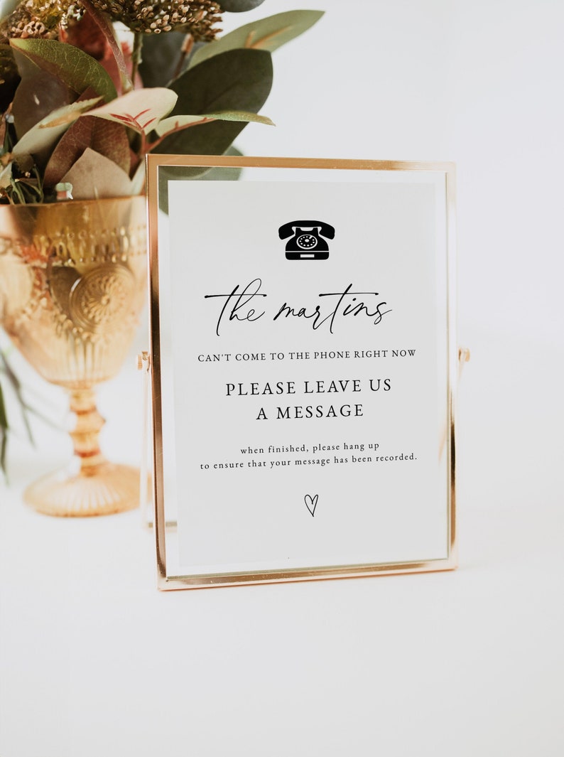 Modern Minimalist Phone Guestbook Sign, Audio Guest Book Sign Template, Wedding Guest Book Sign, Leave Us A Message Sign Printable 0255_023 image 1