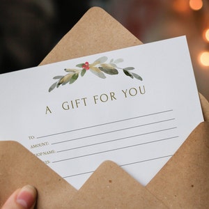 Plantilla de certificado de regalo imprimible y editable, certificado de regalo moderno, certificado de regalo de Navidad, vale de regalo, descargar, 0256_119
