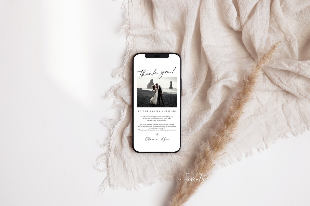 Minimalist Electronic Wedding Thank You Template With Picture, Modern ...