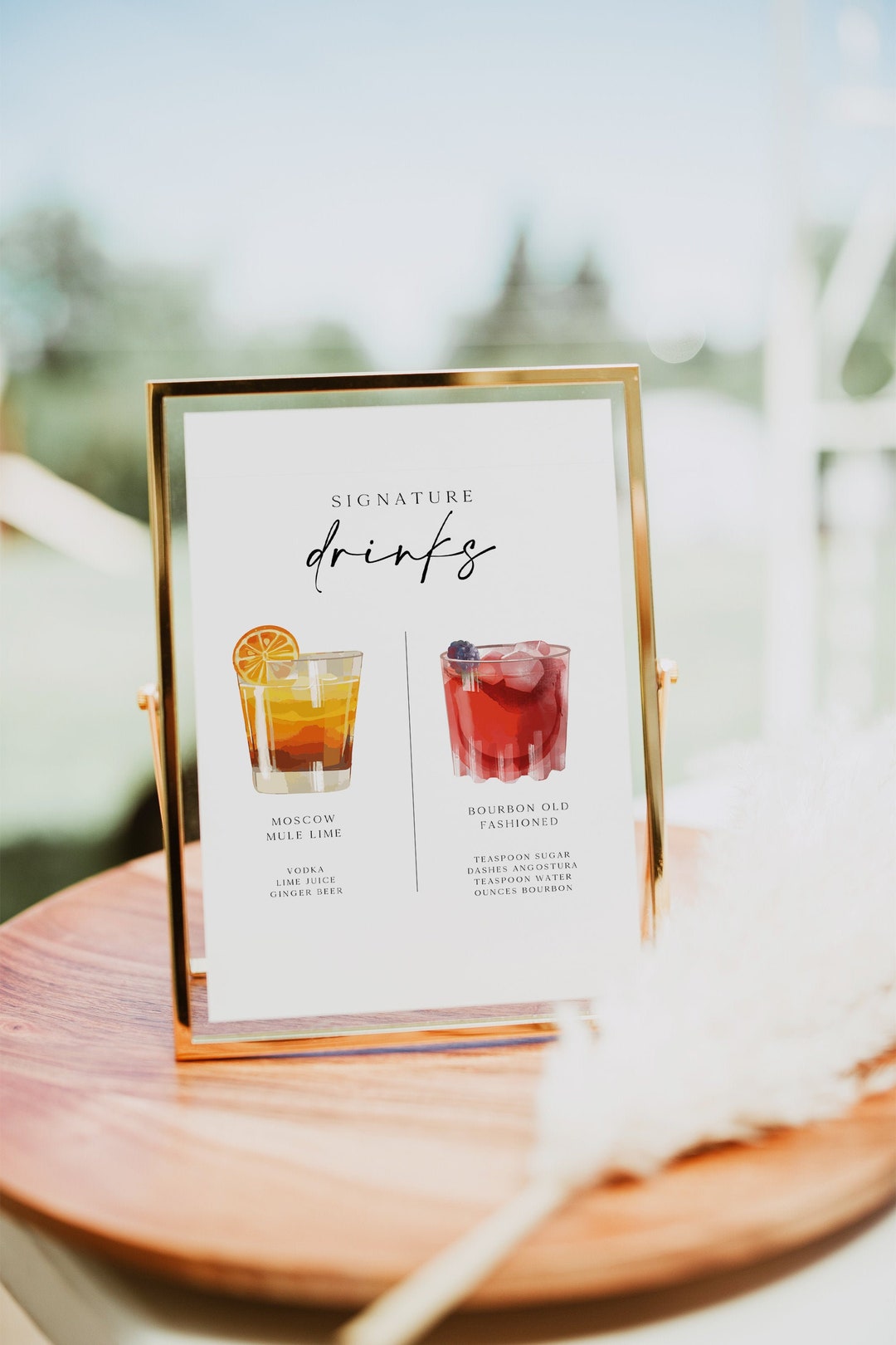 Wedding Cocktail Sign, His and Her Drink, Wedding Signature Drinks