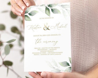 Printable Wedding Program Template, Ceremony Program Template, Wedding Programs Instant Download, Editable Wedding Program Template, 0195_08